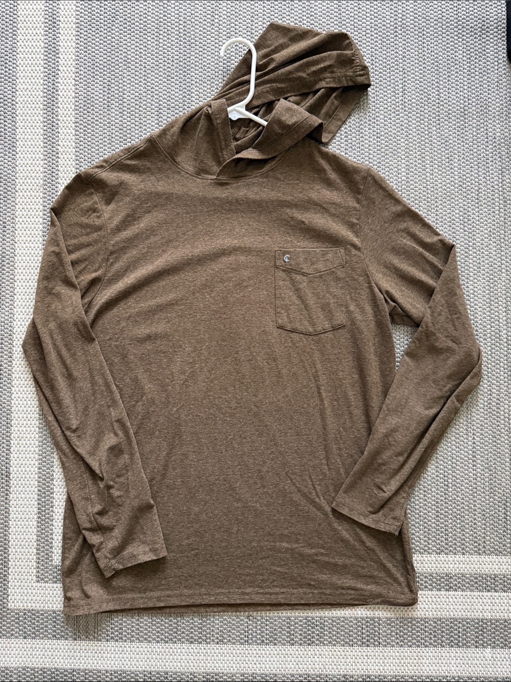 Criquet Brown Hooded Long-Sleeve Pocket Tee
